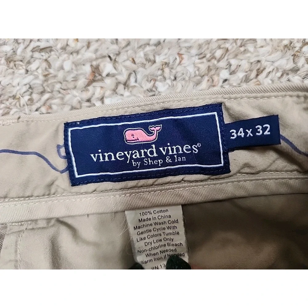 Vineyard Vines Slim Fit Breaker Pants Men's 34x32 Beige‎ Chino Casual Preppy